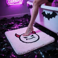 All Hallows' Day Tapis de bain absorbant Tapis tufté personnalisé Microfibre anti-dérapant Crâne Toile d'araignée Tapis de salle de bain moelleux