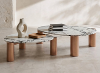 Table basse en marbre naturel FERLY avec plateau en métal, sculptée à la main, meubles de salon, grandes et petites tailles, personnalisable