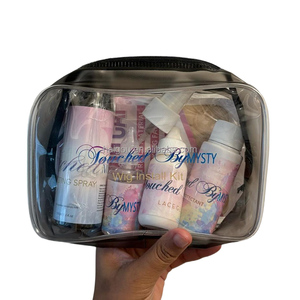 Kit d'installation de perruque en dentelle noire et dorée avec sac de voyage, comprenant un décolle-colle pour dentelle, un bâton de cire, une <span class=keywords><strong>mousse</strong></span> pour cheveux bouclés et un spray fondant - Product Image 1