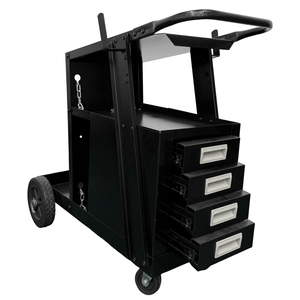 Chariot de soudage avec 4 tiroirs pour soudeur MIG, soudeur <span class=keywords><strong>TIG</strong></span> et découpeur plasma, grande capacité de rangement robuste 360 °   Chariot de soudage roulant - Product Image 3