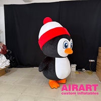 Costume de pingouin gonflable de dessin animé, en tissus optionnels, adorable et amusant, grand pingouin en peluche gonflable, ballon gonflable pop-up.