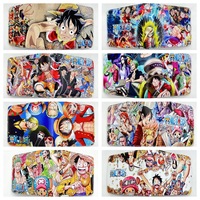 Dompet Kulit Anime Lipat Desainer Dompet Portabel Gambar Kartun Boneka Luffy Ace Zoro Dompet Koin Tas Penyimpanan Dompet untuk Pria