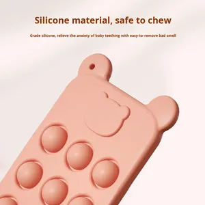 <span class=keywords><strong>Mordedor</strong></span> para Bebés de Silicona Suave de Grado Alimenticio con Diseño de Oso - Ejercicio para Dedos y Botón Masticable para 0-24 Meses - Product Image 4