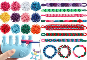 Kit de tricot circulaire avec boucles <span class=keywords><strong>élastique</strong></span>s <span class=keywords><strong>pour</strong></span> enfants, boucles en tissu <span class=keywords><strong>pour</strong></span> <span class=keywords><strong>bracelet</strong></span> DIY et jouet de tissage éléphant, cadeau d'anniversaire <span class=keywords><strong>pour</strong></span> enfants - Product Image 5