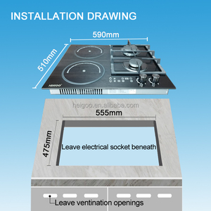Meja Dapur Rumah dan Kompor Gas Hibrida 4 Tungku Terintegrasi dengan Kompor Listrik Keramik Inframerah - Product Image 5