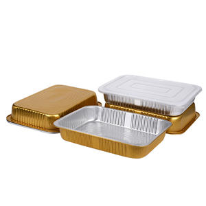 ภาชนะใส่อาหารชามอลูมิเนียมฟอยล์ทรงสี่เหลี่ยมผืนผ้าขนาด4670มล. แบบใช้แล้วทิ้งภาชนะบรรจุอาหารกล่องกลับบ้านสีทอง - Product Image 1