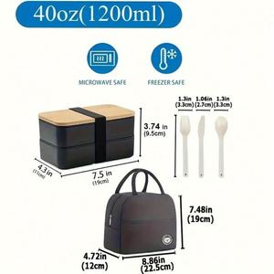 Boîte à lunch japonaise en bambou, compatible micro-ondes, compartiments empilables, ustensiles inclus, sans BPA, pour adultes - Product Image 6