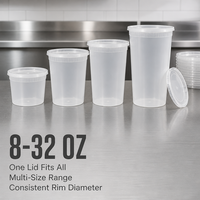 Gobelets en PP à double paroi givrés avec couvercles à clipser pour usage commercial en cuisine, contrôle des portions, emballage en vrac, préparation de la restauration