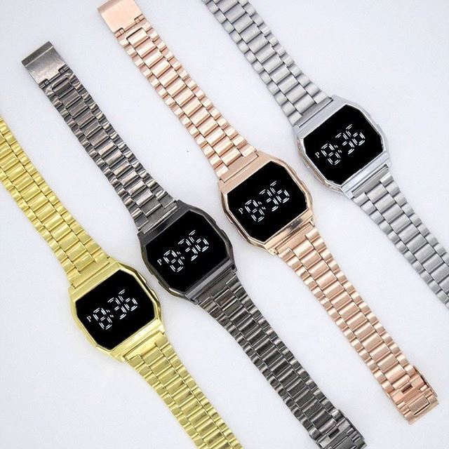 New Stainless Steel Luxury LED Digital Electronic Watches Adult Mens Student Electronic Sports Watch