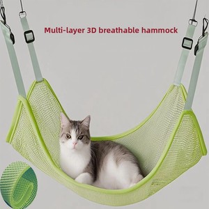 Hamaca transfronteriza para mascotas, para todas las estaciones, malla transpirable para verano, hamaca ajustable para gatos, columpio para gatos, jaula para gatos - Product Image 1