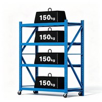 Nouvelle Arrivée Étagères de Stockage Industrielles Robustes avec Roues, Réglables, Sans Boulons, Capacité 150kg, en Métal Q235 pour Garage