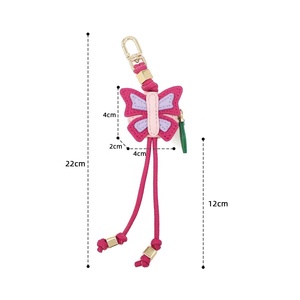 Llavero de cuero PU con diseño de insectos de dibujos animados coloridos, bonito abeja, mariquita, mariposa, caracol, mini monedero, colgante para coche - Product Image 3