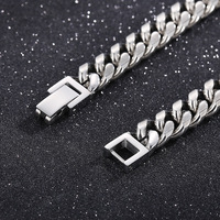 Chaîne cubaine à bord coupé Bracelet en acier inoxydable simple et élégant avec motif géométrique Chaîne de fouet à la mode pour fermoir à bijoux unisexe