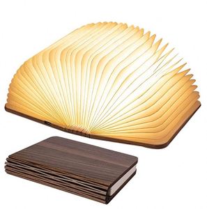 Novelty Gift Wooden Book Light Folding Book <b>Lamp</b> Folding Night Light USB Rechargeable Wooden <b>Table</b> <b>Lamp</b> for Home Office Decor - Product Image 1