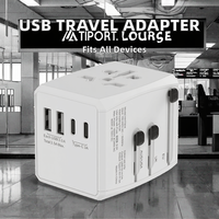 Adaptateur de voyage international USB SL-199-3U-T Type C avec 3 ports de sortie USB, courant nominal 8A, prise ABS, 100-240V, IP65, CN/EU