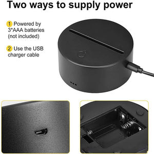 Bán Buôn Acrylic Phim Hoạt Hình Phim Hoạt Hình 3D LED Đèn Chủ Cơ Sở Bảng Ánh Sáng Ban Đêm Cơ Sở LED 7 Màu Sắc 3D Illusion Đèn Cơ Sở Với Cáp USB - Product Image 4