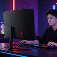 Ordinateur de bureau 180 Hz, écran incurvé de 27 pouces, résolution 2K QHD, écran large, moniteurs de jeu USB pour ordinateur