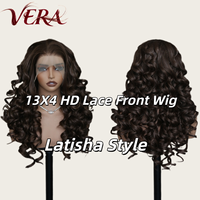 Perruque synthétique Latisha Style HD13*4 Lace Premium Futura Fibra pour les magasins de produits de beauté, avec petits nœuds, finition mate, résistante à la chaleur