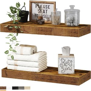 Solid Wood <b>Wall</b> <b>Shelves</b> 3 Tier Rectangle Multipurpose Durable <b>Wall</b> <b>Mounted</b> Type for Living Room Bedroom Storage Organization - Product Image 1