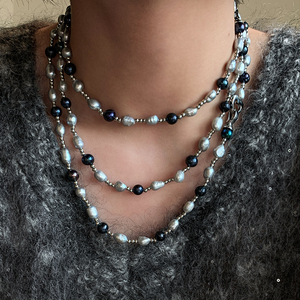 <span class=keywords><strong>Collana</strong></span> a strati multipli con <span class=keywords><strong>perle</strong></span> <span class=keywords><strong>barocche</strong></span> <span class=keywords><strong>grigie</strong></span> naturali a forma di cuore, catena per maglione, gioielli da donna all'ingrosso di alta moda - Product Image 1