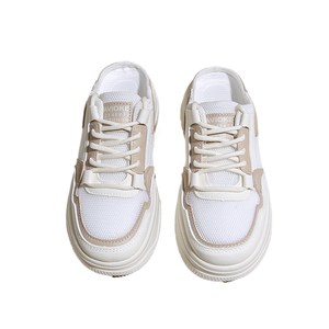 Sandales plates minimalistes blanches semi-ouvertes pour femmes, sans talons, chaussures tendance de luxe automne/printemps - Product Image 1