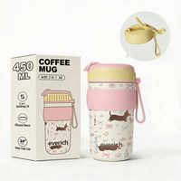 Mug à café isotherme en acier inoxydable sans BPA de 450 ml avec paille et poignée, isolation thermique 12-24 heures, pour la vente en gros