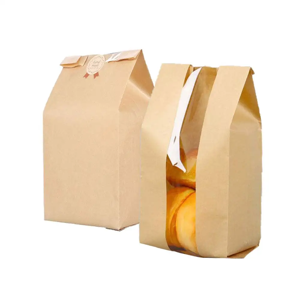 Brot Laib Taschen mit Fenster Lebensmittel verpackung Lagerung Bäckerei Taschen Kraft papier Backwaren Verpackung Pergament papier Braun (benutzer definierte)