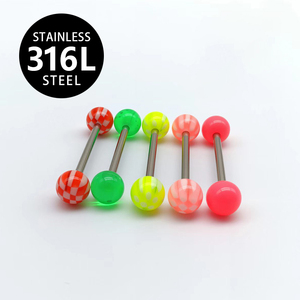 Piercing de Lengua HGC 316L, Barra Recta de Acrílico, Joyería para Perforaciones Corporales para Hombres y Mujeres, Piercing de Lengua y Pezón - Product Image 3