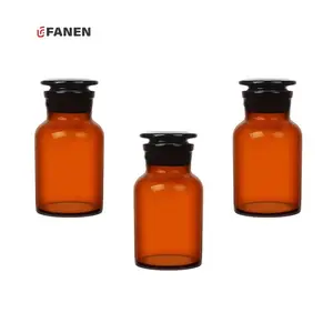 Fanen 250ml Apothecary Amber Glass Laboratory Pharmacy Apothecary Jar Reagent Bottle