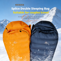 Sac de couchage double en duvet de canard pour adulte, sac de couchage d'urgence gonflable, sac de couchage de camping imperméable pour l'hiver -20°C