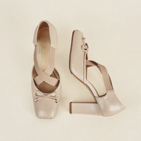 Chaussures de ballet tendance en cuir véritable, à talon ultra-haut et épais, avec bande en caoutchouc creuse, style sexy et original, pour l'extérieur