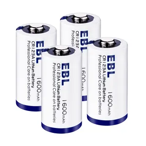 EBLリチウムCR123A電池3V 1600mAh充電式リチウム電池、10年の貯蔵寿命