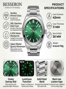 Relojes de Lujo al por Mayor de Fábrica OEM, Reloj de Cuarzo de Acero Inoxidable Resistente al Agua para Hombre, Reloj de Pulsera para Hombre con Logotipo - Product Image 4