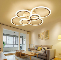 Lampe de plafond contemporaine en acrylique, design multi-cercles, salon, chambre à coucher, AC, trois couleurs, éclairage LED à intensité variable