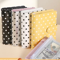 Nouvelle Couverture de Carnet de Planification Financière A6 à Feuillets Mobiles, Livre de Registre Multi-emplacements, Couverture de Classeur Budgétaire en Cuir PU Macaron à Pois