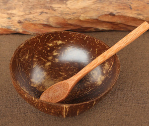 Ensemble cadeau artisanal fantaisie, bol en coquille de noix de coco naturelle personnalisé avec cuillère - Product Image 4