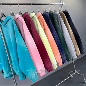 Sudadera con Capucha de Alta Calidad, Personalizada, Extra Grande, 360 g/m², con Diseño de Salpicaduras de Tinta, Efecto Desteñido, Teñido con Spray, Lavado Vintage, con Flecos, Unisex, para Hombre y Mujer - Product Image 2
