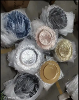 Assiettes de présentation dorées en plastique de 13 pouces pour mariages modernes, décoration de table pour événements et fêtes