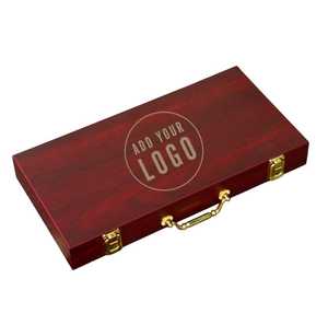 Ensemble de poker en <span class=keywords><strong>bois</strong></span> personnalisé OEM ODM, 300 jetons, cadeau pour les demoiselles d'honneur, fête de bachelier, étui gravé personnalisé - Product Image 4