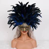 Masque en plumes réglable, doux, tendance, unisexe, cousu à la main, pour cosplay, fêtes, mariages, Halloween, carnaval, Noël, spectacles de danse