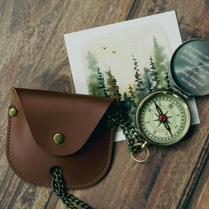 Cross-border similar compass waist-hanging protective <b>case</b>, PU leather pocket <b>watch</b> bag, camping and adventure compass bag - Product Image 2