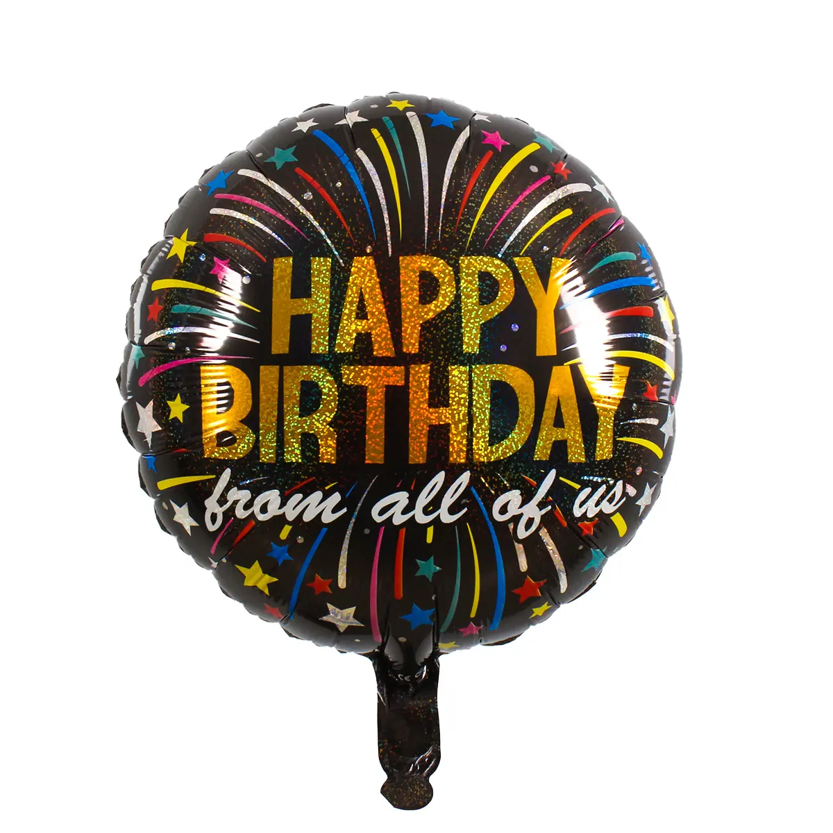 Holographique joyeux anniversaire de nous tous 18 pouces noir célébrer la naissance décoration ballons ronds en aluminium ballon de fête