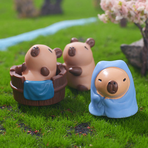 Nouveau mignon Capybara Capibala bricolage petit dauphin résine Statue 3D Art pour noël Micro paysage bureau ornement dessin animé - Product Image 4