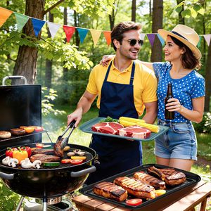 Juego de 2 bandejas apilables para preparar y servir en barbacoas, platos grandes para servir en fiestas de barbacoa, embalaje para envío por correo. - Product Image 5