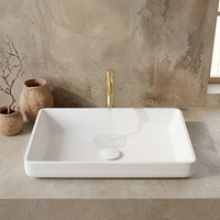 Lavabo semi-encastré carré en acier inoxydable 304 avec revêtement nano imitation céramique pour projets hôteliers, hospitaliers et résidentiels