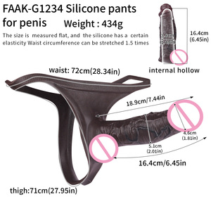 FAAK Black Silicone Penis Extender <b>Tanga</b> Style Wearable Sleeve Soft Safe Male Pleasure Toy Enhancer for <b>Men</b> 18+ - Product Image 6
