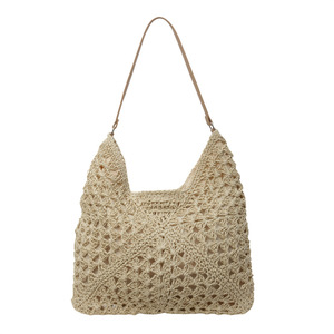 Borse a Spalla Morbide e Slouchy in Rafia Naturale Beige Tan Intrecciata a Mano all'Uncinetto, un Must-Have Estivo - Product Image 3