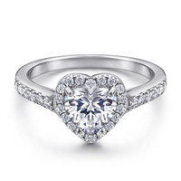 Bijoux fins 6.5*6.5mm blanc 5A zircon cubique bague diamant un carat CZ bague en argent Sterling 925 coeur anneaux