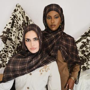 Hiyab Modal Estampado para Mujer, Diseño Tartán Musulmán con Logotipo Personalizado, Transpirable, Elegante y Modesto, para las 4 Estaciones, Gran Venta 2026 - Product Image 1