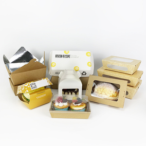 Kemasan Kertas Kraft Persegi Panjang Tahan Lama yang Dapat Disesuaikan untuk <span class=keywords><strong>Burger</strong></span> Pizza Ayam Goreng Kentang Goreng Sushi Bentuk Kerucut Oktagonal - Product Image 3